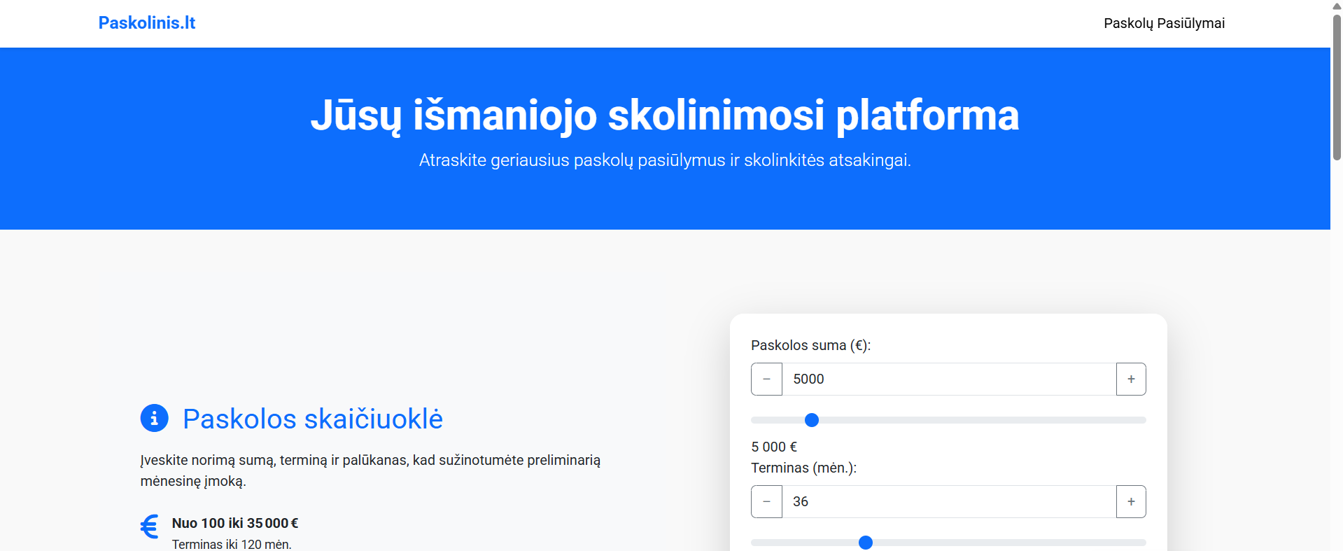 Paskolinis.lt - Jūsų išmaniojo skolinimosi platforma